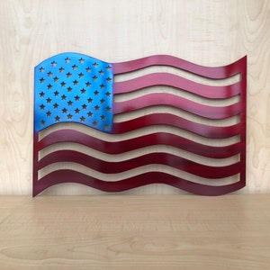Metal Waving American Flag with Multiple Color Options