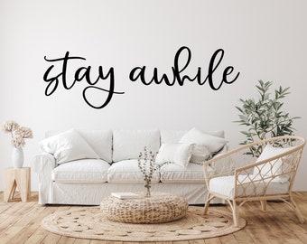 Stay Awhile Metal Wall Decor | Powder Coated | Living Room Signs | Living Room Wall Decor | Entryway Sign | Guest Room Art