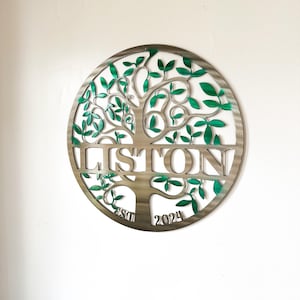 Personalized Tree of Life Metal Wall Art with Last Name and Established Date | Front Porch Decor | Monogram | Outdoor Decor | Anniversary