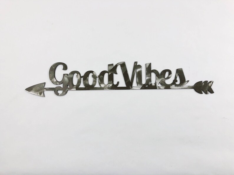 Good Vibes Metal Wall Art Sign on Arrow with Powder Coat Etsy