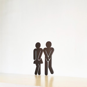 Bathroom Figures for Restroom Sign Set of Two Gotta Go Funny Sign Metal Door Decor image 5