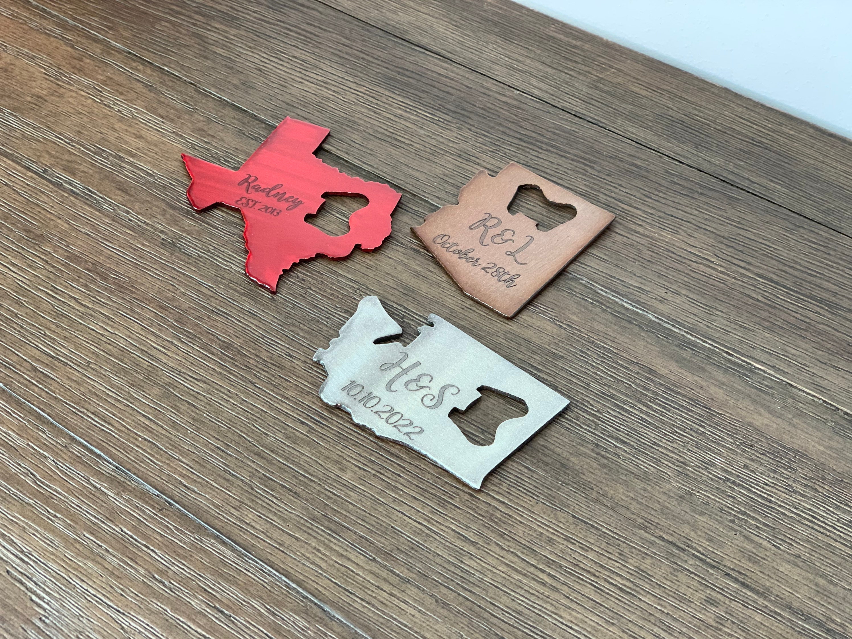 Engraved State Bottle Opener | Custom Text | Personalized | Wedding Favor | Bridesmaid Groomsman Gift | Travel Adventure
