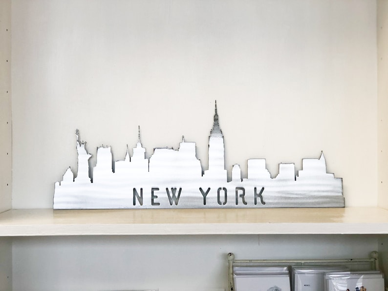 New York City Skyline Metal Wall Art With Powder Coat Lots Etsy
