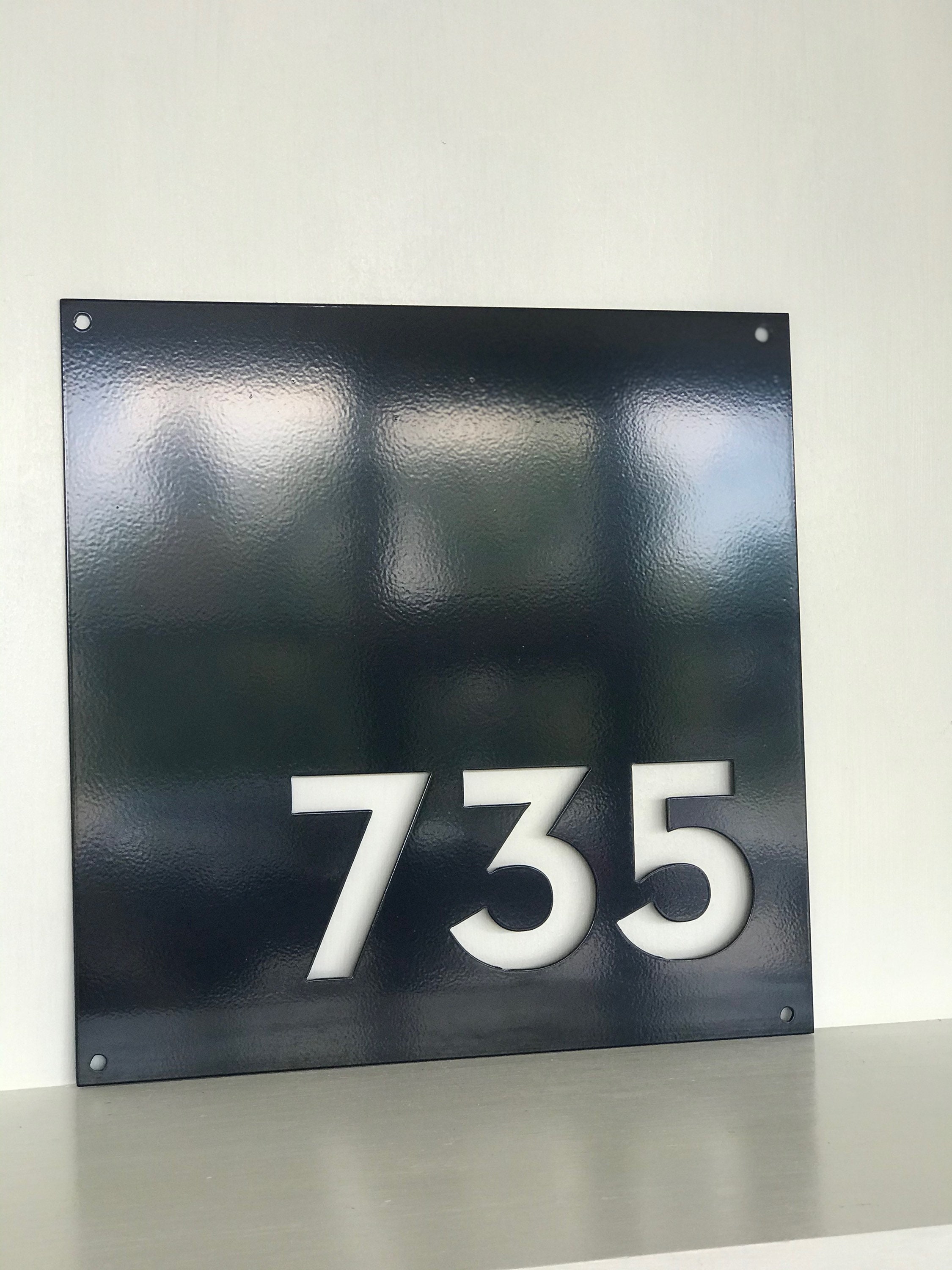 Square Modern Metal Address Sign Powder Coated House Numbers Etsy