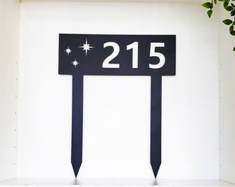 Mid Century Modern House Number Metal Yard Stake | Retro Outdoor Decor | Address Marker