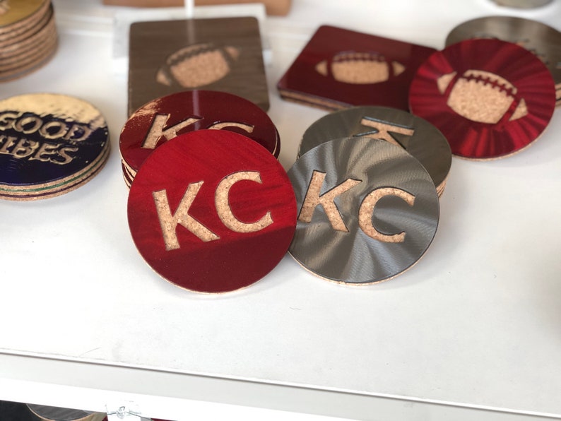 KC Steel & Cork Coasters, 4 with Powder Coat image 9