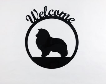 Welcome Sheltie Metal Sign  Door Hanger or Wall Art - Choose Any Color Powder Coat