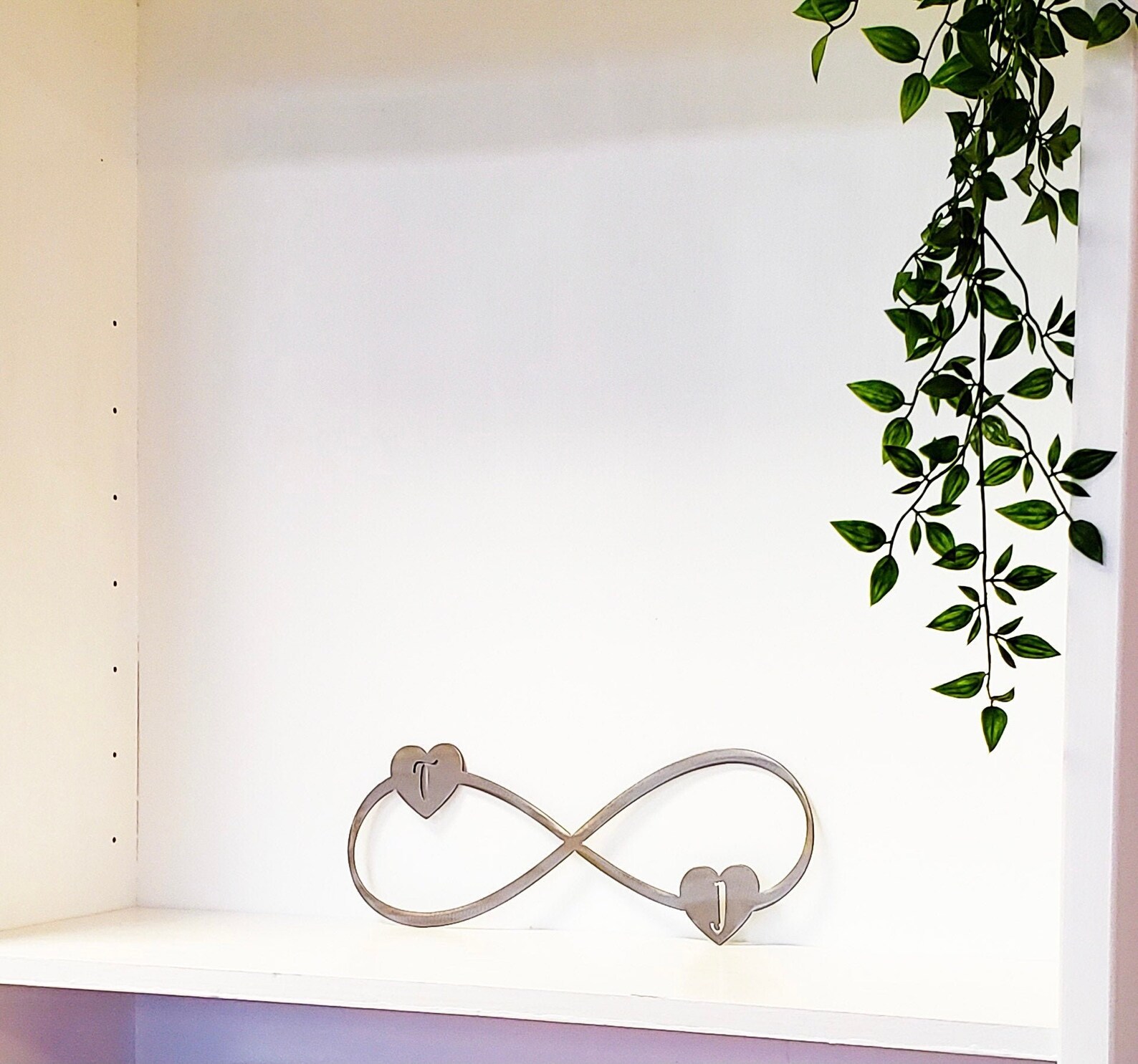 Personalized Infinity Metal Wall Art Hearts With Initials Etsy