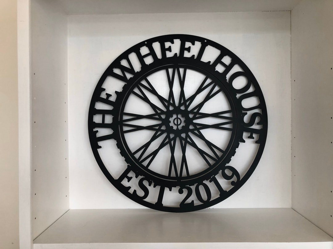 Personalized Bicycle Wheel Metal Wall Art Gift for Cyclist Bike Room