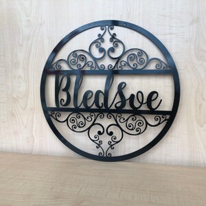 Personalized Last Name Monogram Circle Metal Wall Art With Scroll ...