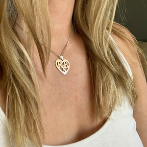 Personalized Initials Heart Pendant Sterling Silver Necklace | Laser Cut Silver | Custom Gift for Spouse Partner Friend Personalized Jewelry
