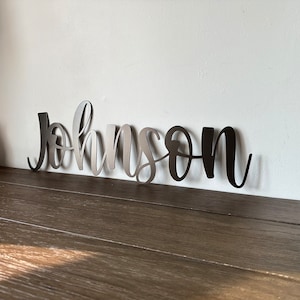 Custom Metal Script Word Sign: Script 3 Personalized Wall Decor - Etsy
