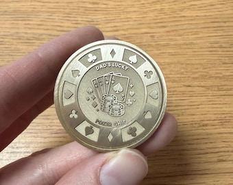 Custom Engraved Brass Poker Card Protector: Texas Hold'em Gift, Challenge Coin
