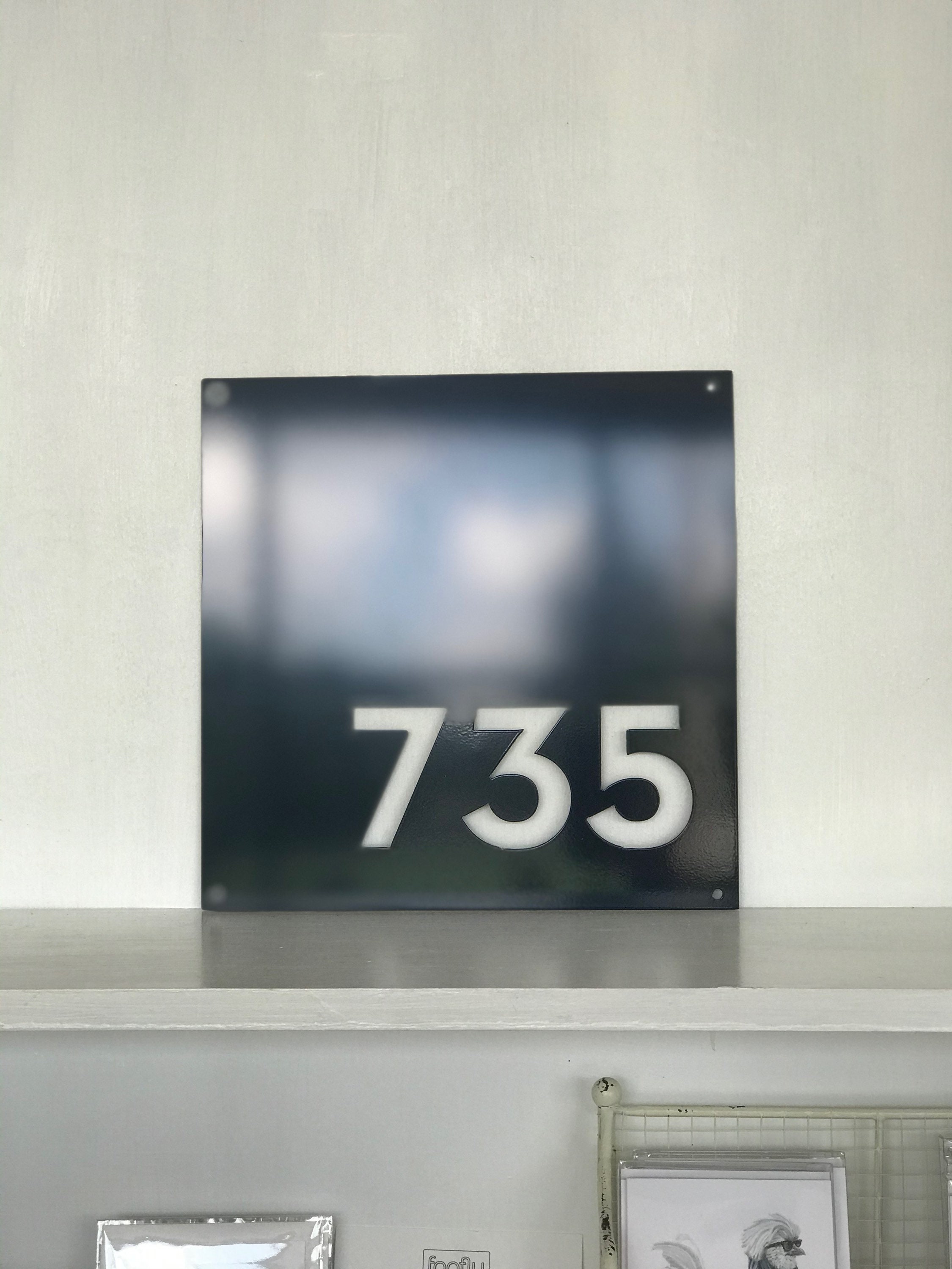 Square Modern Metal Address Sign Powder Coated House Numbers Etsy