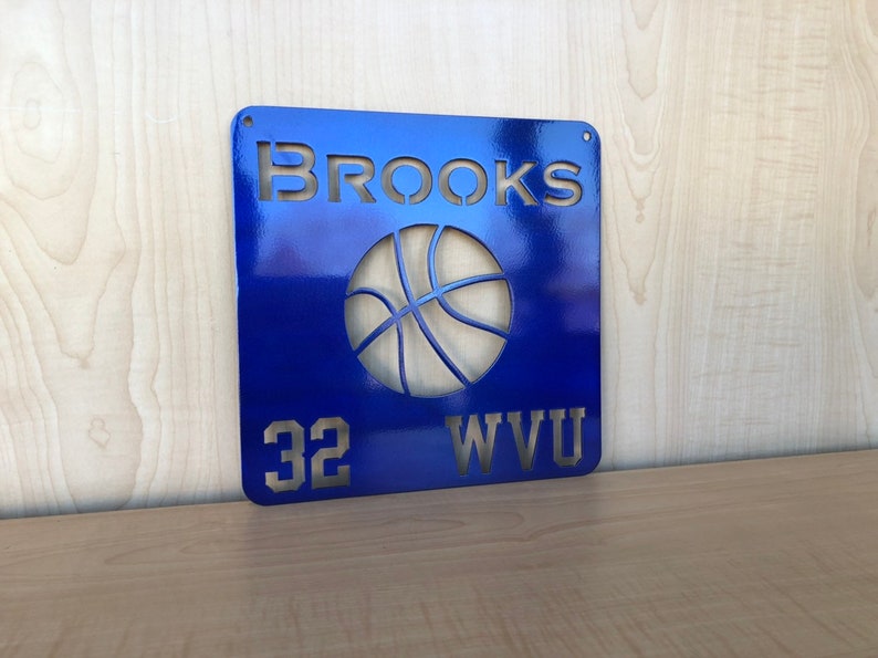 Metal Basketball Wall Art with Name, Choose Your Powder Coat Color Personalized Custom Basketball Trophy Gift for Coach image 5