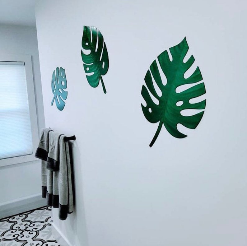 Tropical Leaf Metal Wall Art Powder Coated Etsy