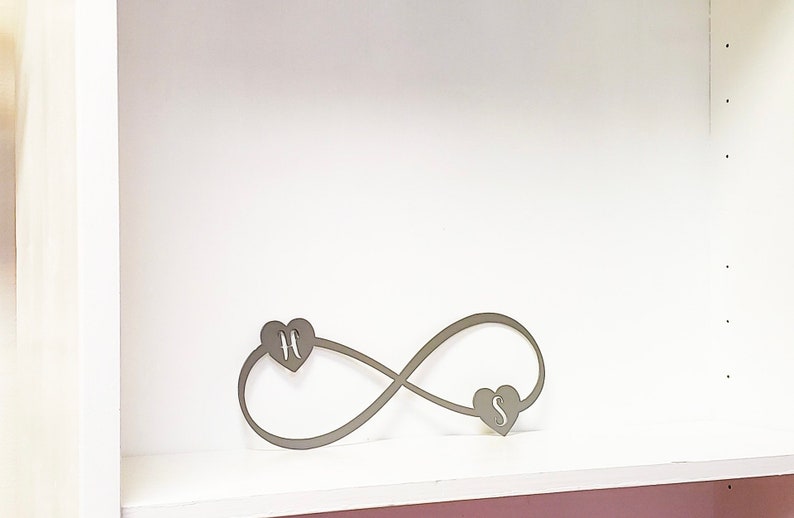 Personalized Infinity Metal Wall Art Hearts With Initials Etsy