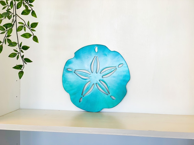 Sand Dollar Wall Decor Outdoor Home Decor Beach Theme Gift Tropical Home Decor Nautical Wall Hanging Metal Wall Art image 6