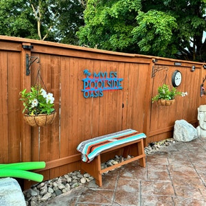 Personalized Palm Tree Oasis Sign LED Metal Wall Art | Outdoor Pool