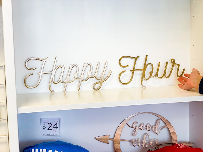 Happy Hour Metal Wall Art Barware Decor Drink Cart Sign Etsy