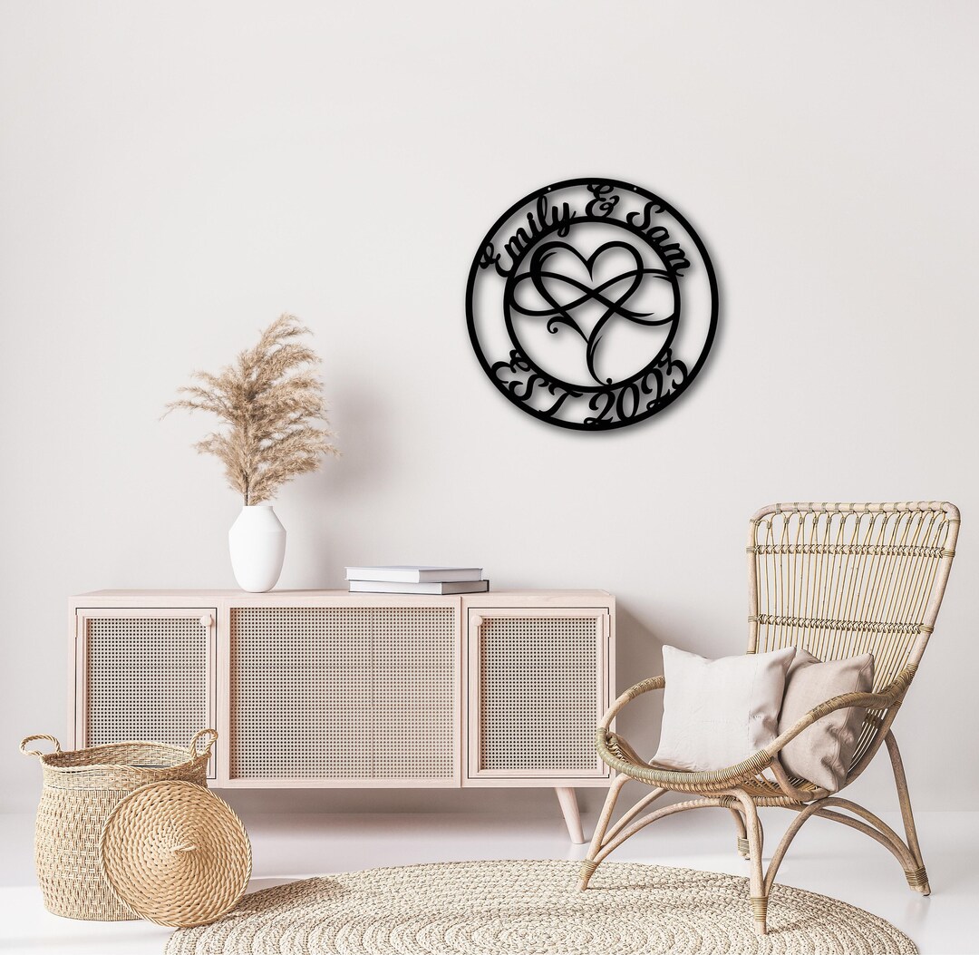 Personalized Heart Infinity Metal Wall Art Valentine's Day Sign