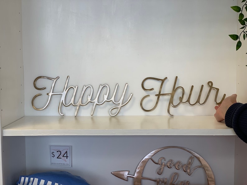 Happy Hour Metal Wall Art Barware Decor Drink Cart Sign Etsy