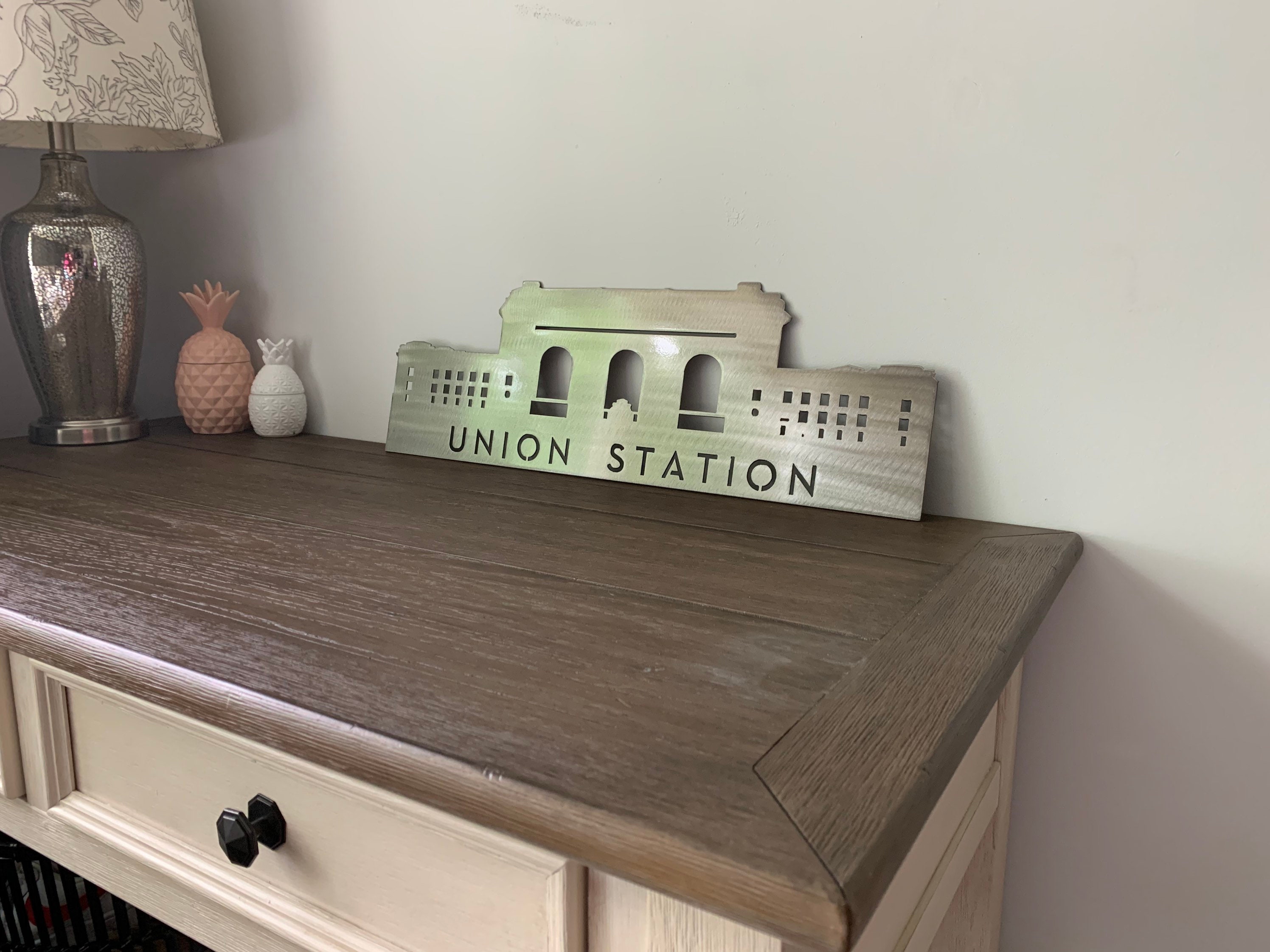 Union Station KC Metal Wall Art with Powder Coat, 34 Color Options | Kansas City Decor | Missouri | Downtown KC Skyline