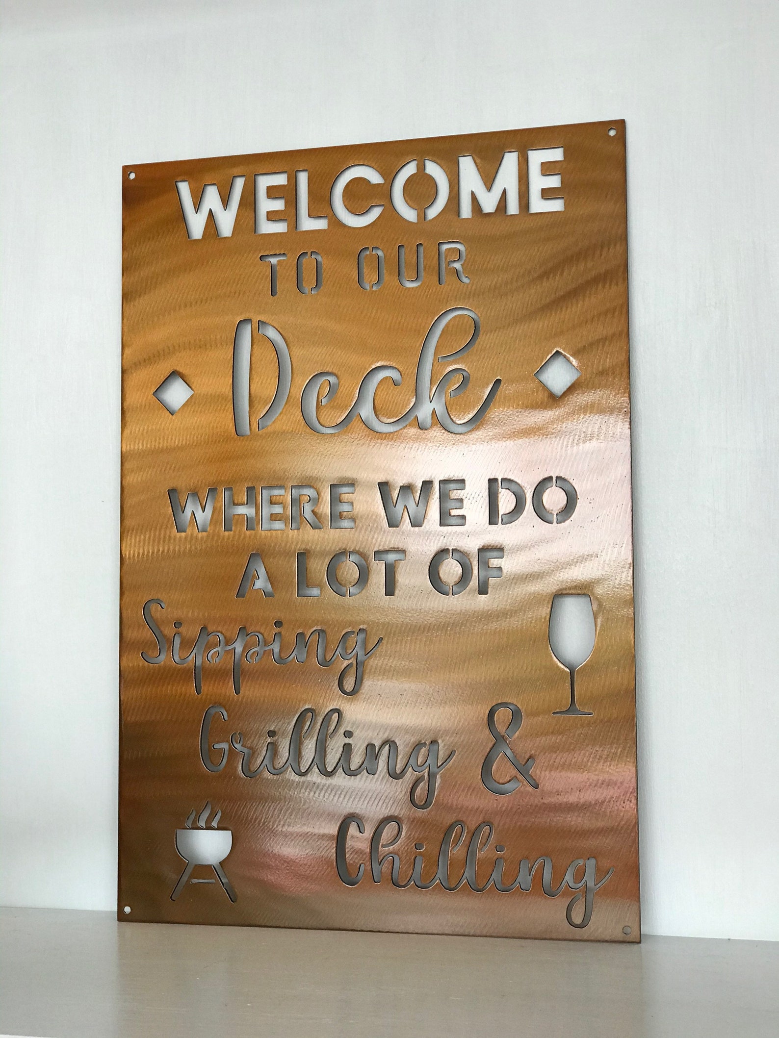 to Our Deck Metal Wall Art Outdoor Sign Porch Decor Etsy