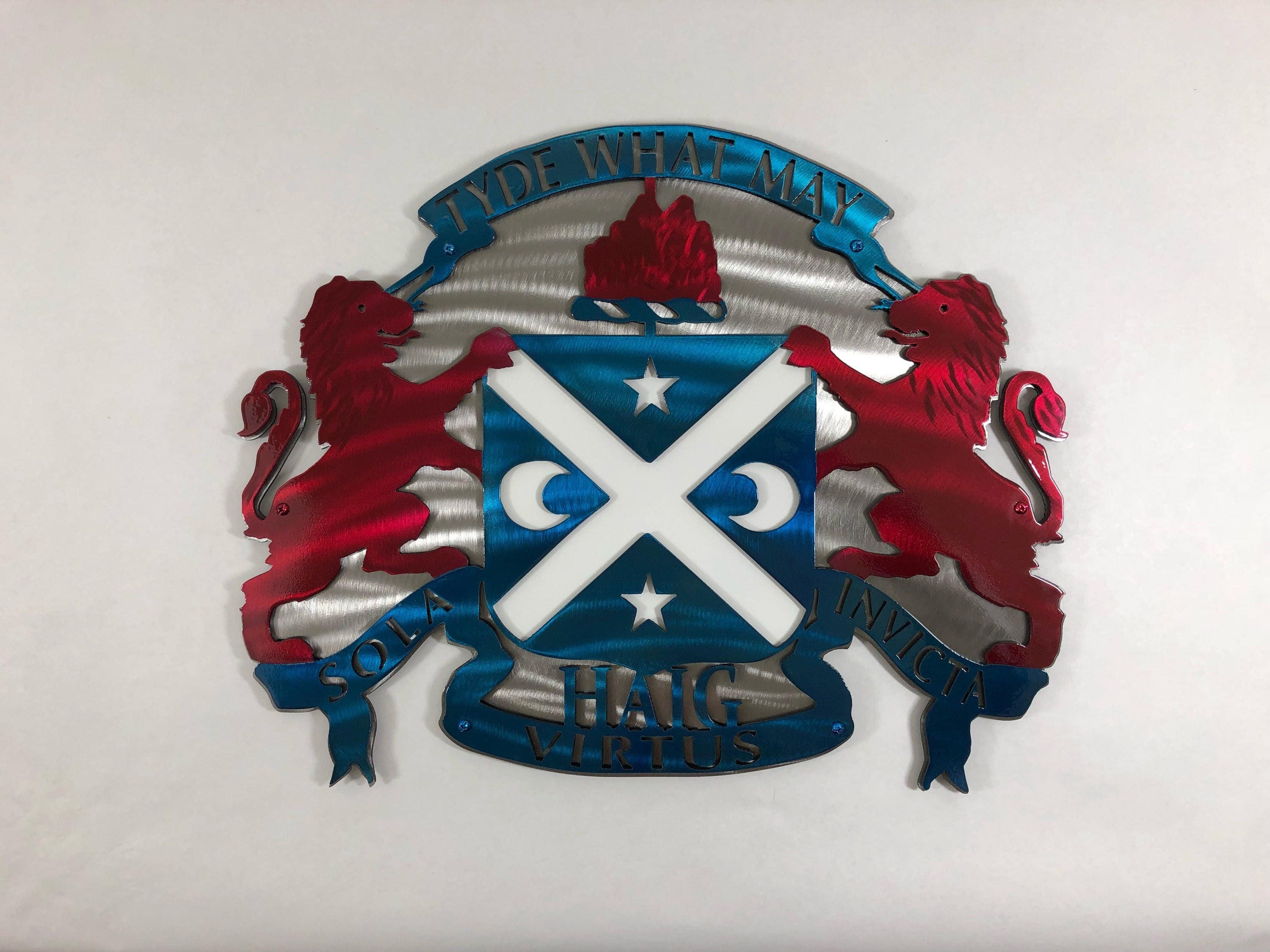 Custom Metal Coat Of Arms Sign Powder Coated Steel Crest Decor