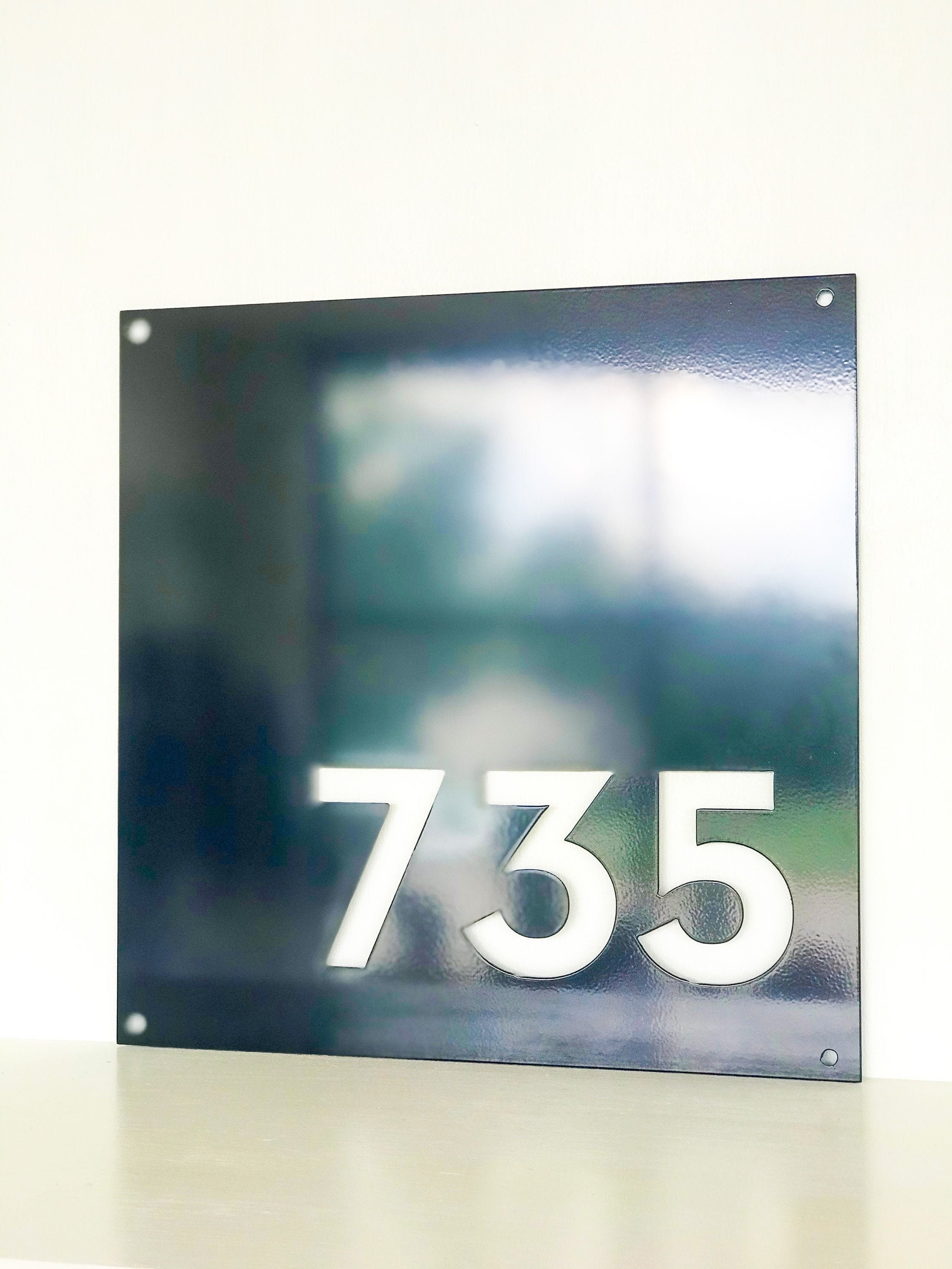 Square Modern Metal Address Sign Powder Coated House Numbers Etsy