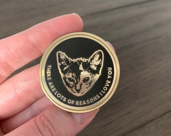 Engraved Animal Pet Portrait Coin | Dog Cat Portrait | 40mm Brass Custom Coin  | Pet Lover Gift | Personalized Gift