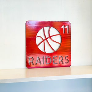 Metal Basketball Wall Art with Name, Choose Your Powder Coat Color Personalized Custom Basketball Trophy Gift for Coach image 7