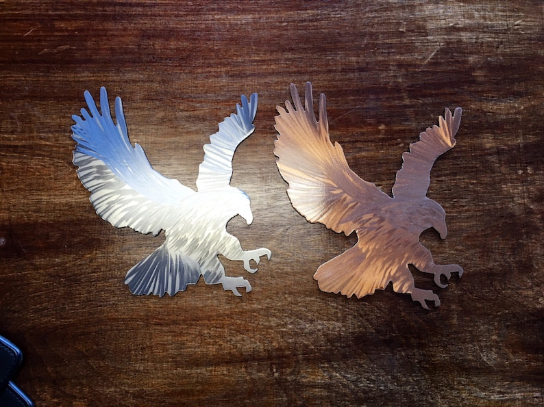 Flying Eagle Metal Wall Art with Feather Grind Pattern Etsy