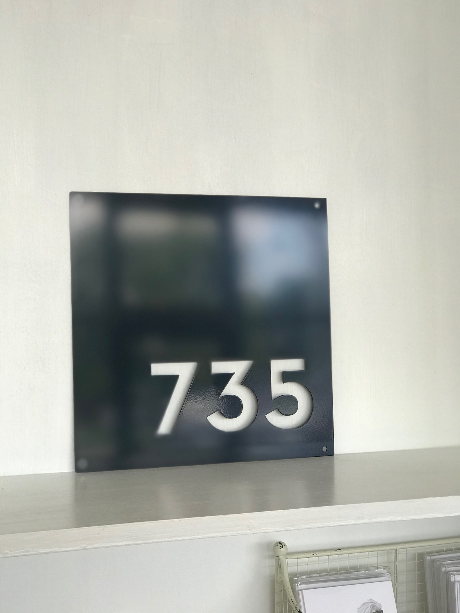 Square Modern Metal Address Sign Powder Coated House Numbers Etsy