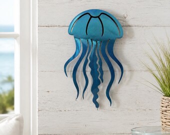 Jellyfish Metal Wall Art: Tropical Beach Home Decor