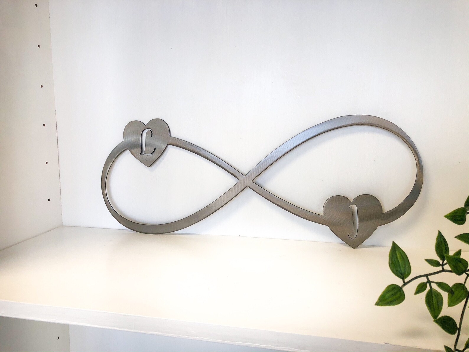 Personalized Infinity Metal Wall Art Hearts With Initials Etsy