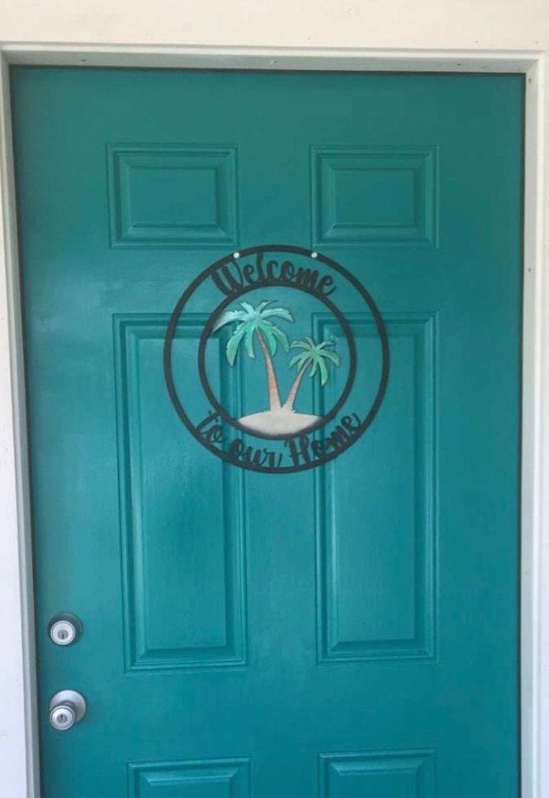 Personalized Metal Palm Tree Scene Sign Customizable Etsy