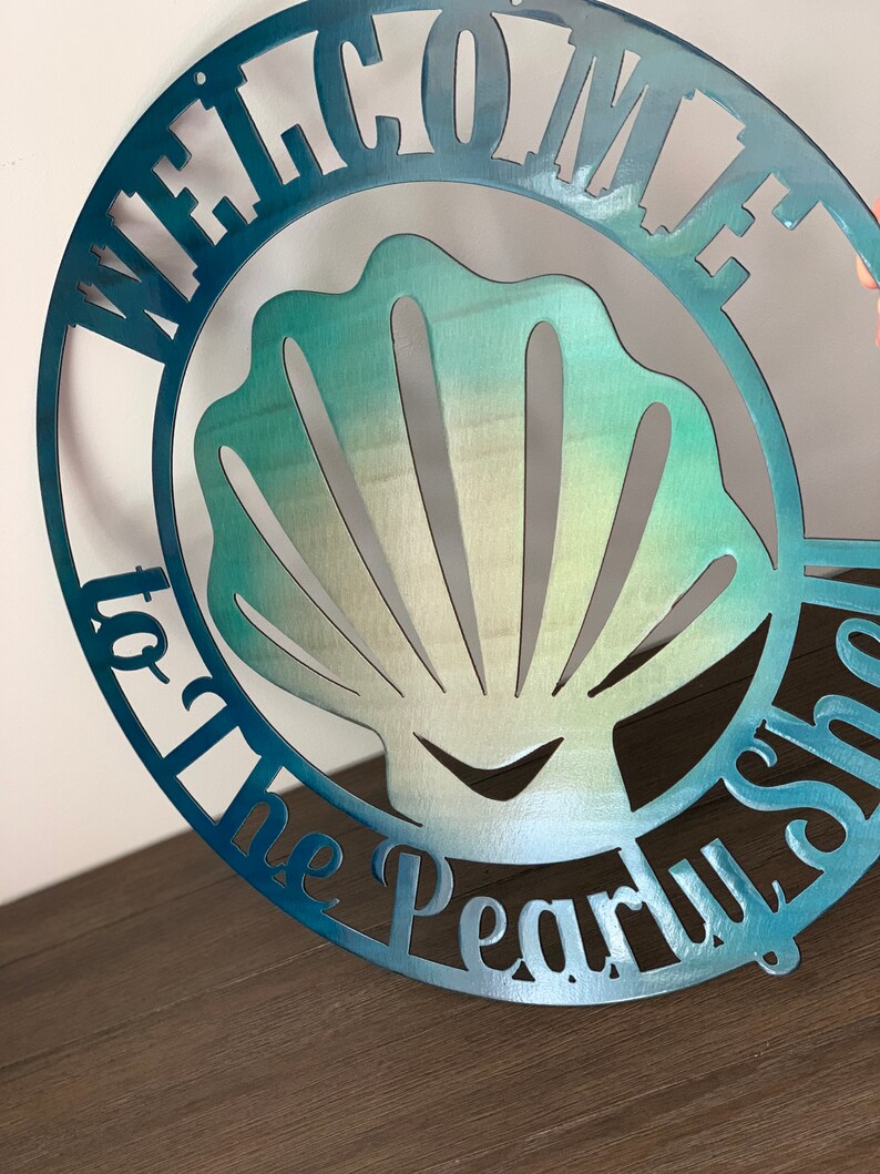 Personalized Seashell Metal Wall Art Sign Customizable Etsy