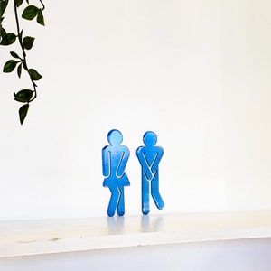 Bathroom Figures for Restroom Sign Set of Two Gotta Go Funny Sign Metal Door Decor image 4