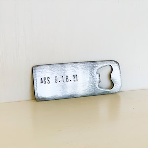 Personalized Steel Bottle Opener | Hand Stamped  | Wedding Gift | Anniversary Gift | Established Date | Initials