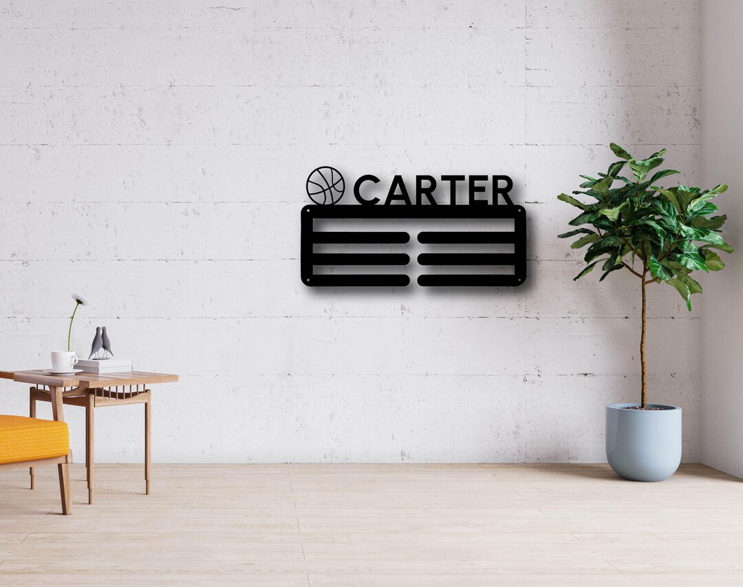Basketball With Ribbon Personalized Basketball Medal Ribbon Rack: Powder Coated and Matching ...