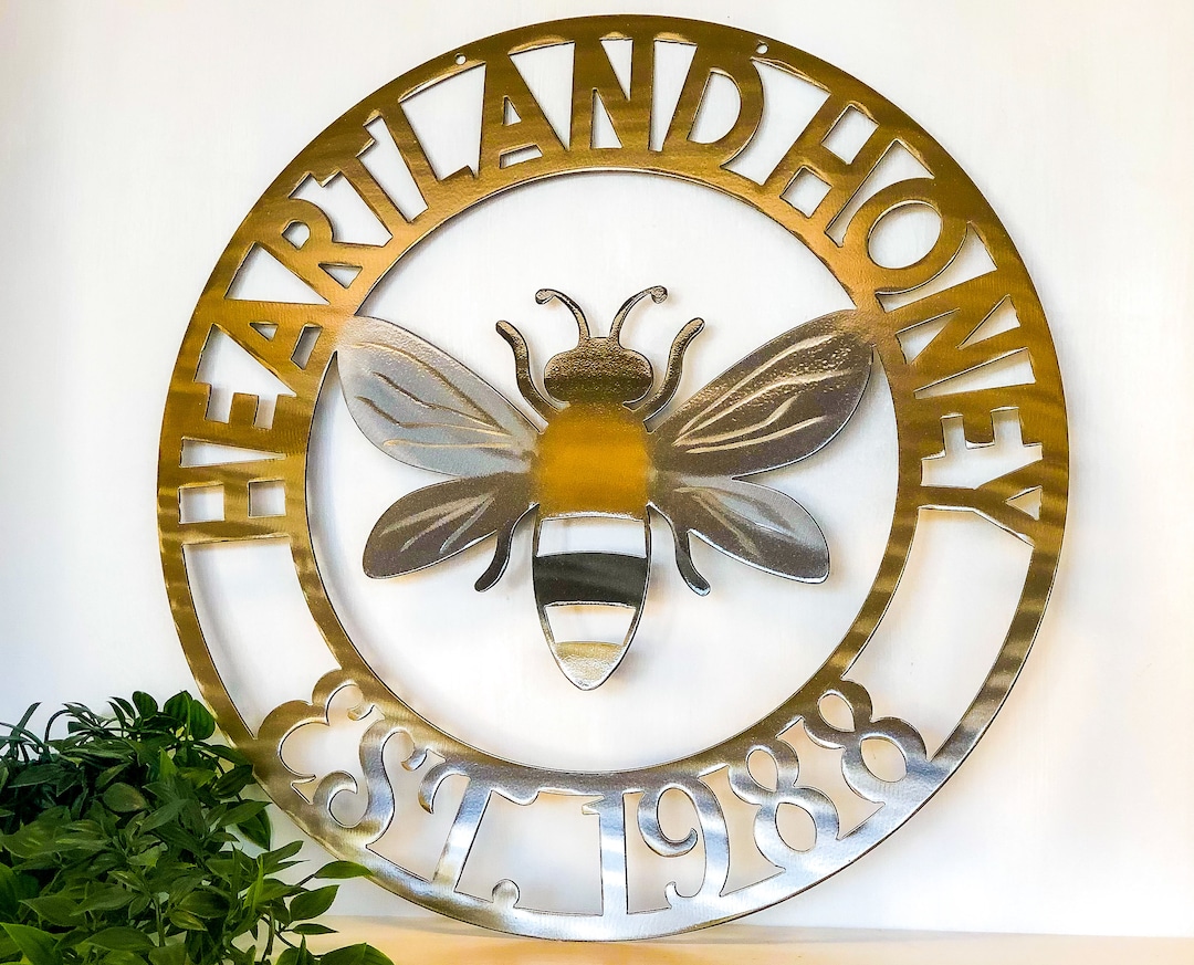 Personalized Bee Sign: Metal Wall Art, Apiary Decor, USA Made - Etsy