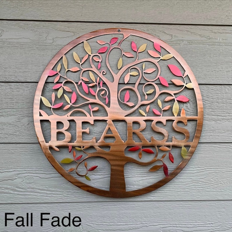 Personalized Tree of Life Metal Wall Art With Last Name and Etsy