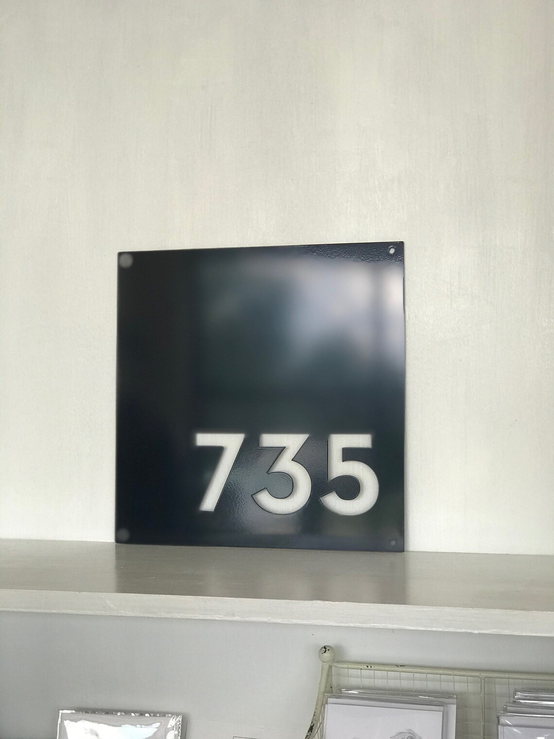 Square Modern Metal Address Sign Powder Coated House Numbers Etsy