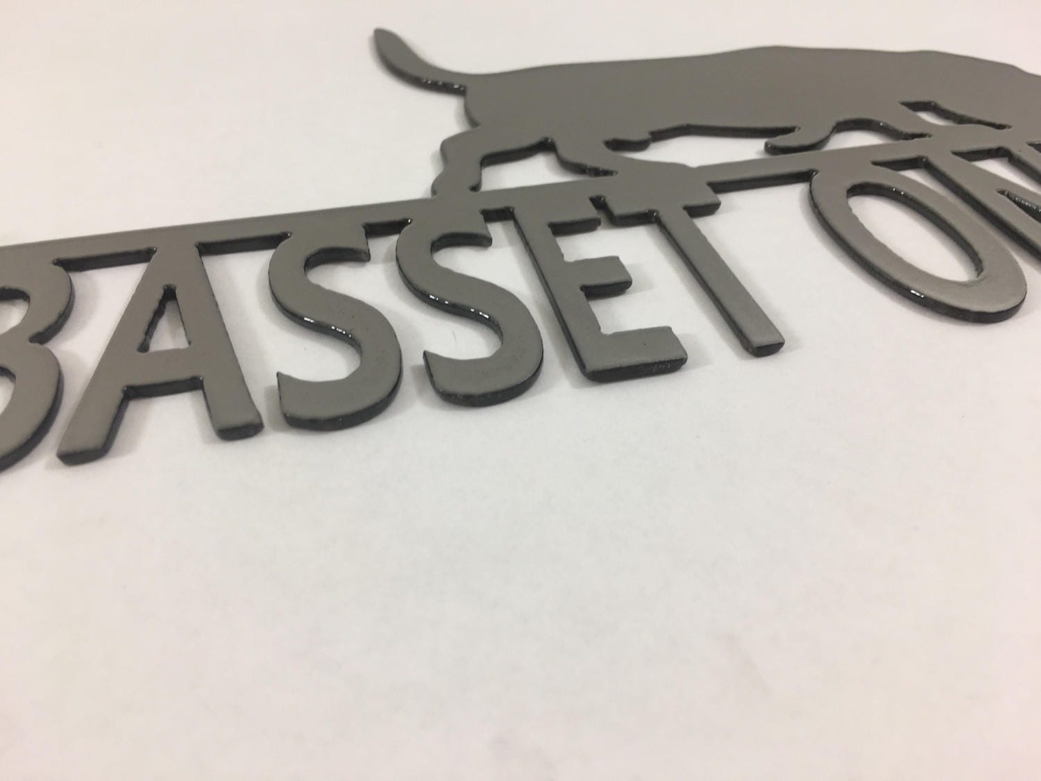 Warnschild 'Basset Hound Silhouette' Aus Aluminium, 30x21 Cm – Lustiges Wachhund-Schild Für Drinnen & Draußen
