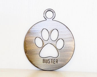 Personalized Paw Print Metal Ornament | Hand Stamped  | Christmas Tree Hanger | Gift for Dog Lover | Pet Gift