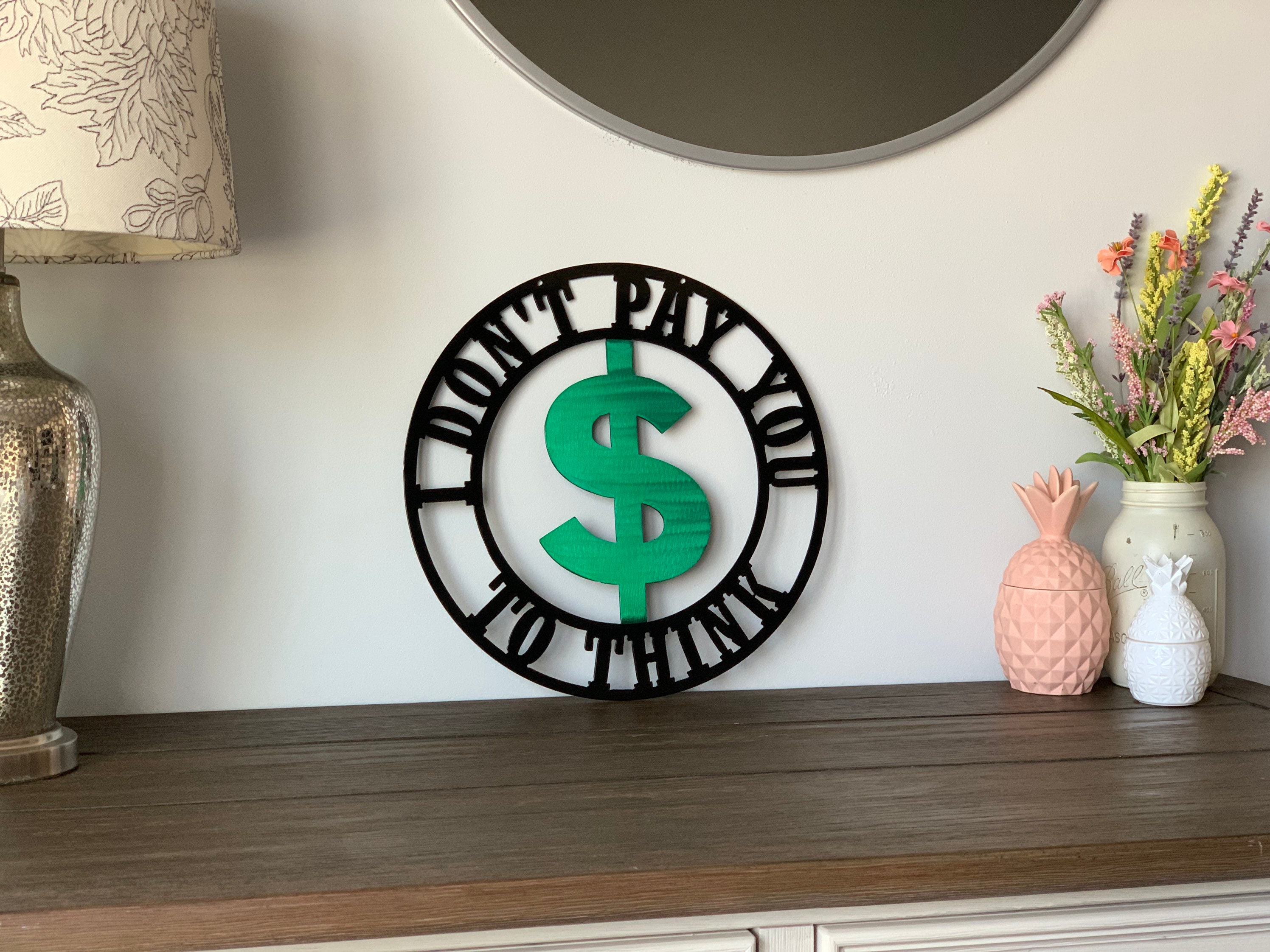 パーソナライズされたドル記号メタルウォールアート：パウダーコートドアハンガー - Etsy 日本