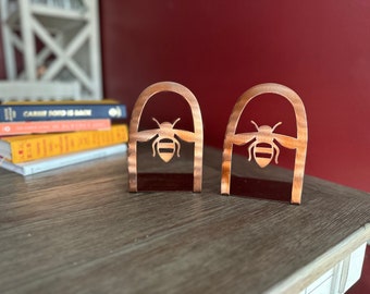 Personalized Metal Bookends - Set of Two | Custom Book Ends | Boho Arch | Bee Home Decor | Made in USA