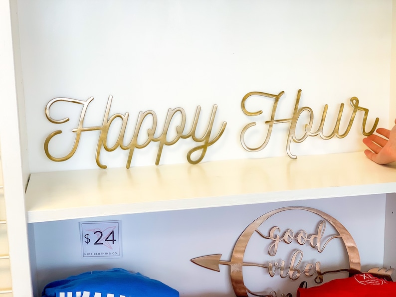 Happy Hour Metal Wall Art Barware Decor Drink Cart Sign Etsy