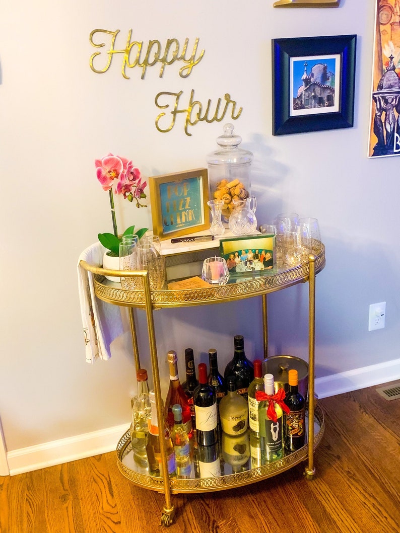 Happy Hour Metal Wall Art Barware Decor Drink Cart Sign Etsy